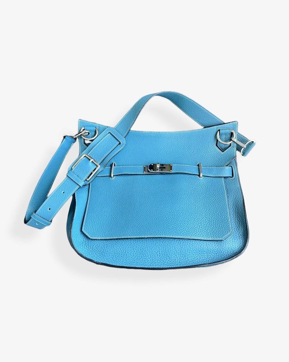 Hermès Hermes Blue Jean Togo Leather With White Contrast Stitching